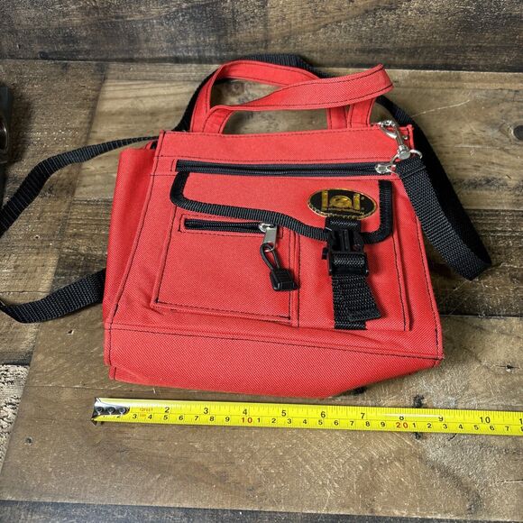 lei Red Canvas Messenger Bag Y2K Crossbody Life Energy Intelligence *SEE PHOTOS - Picture 10 of 10
